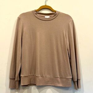 NWOT by Splendid Taupe Viscose/Poly/Spandex LS crewneck blouson tee size S.